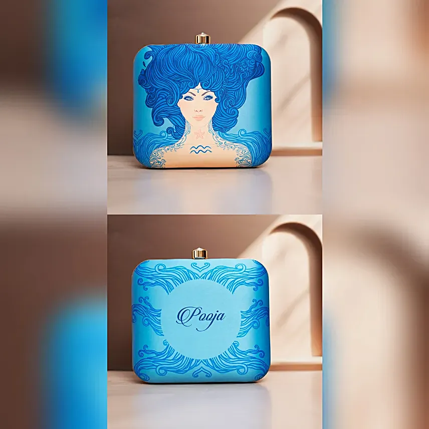Aquarius Sun Sign Customised Clutch