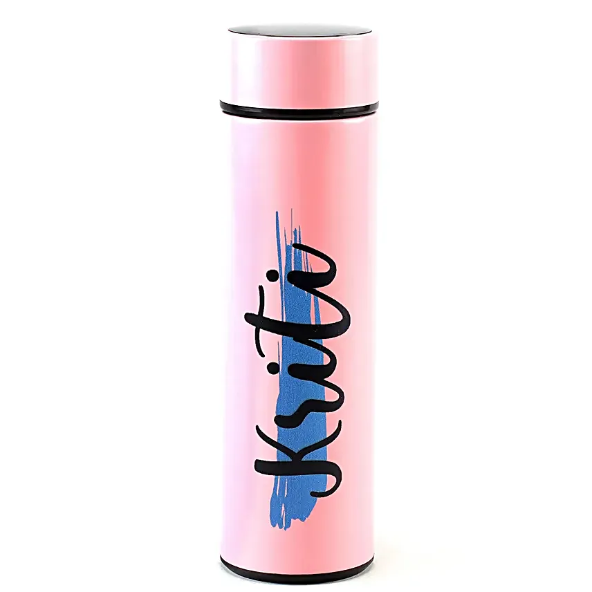 Personalised Pink LED Temperature Bottle