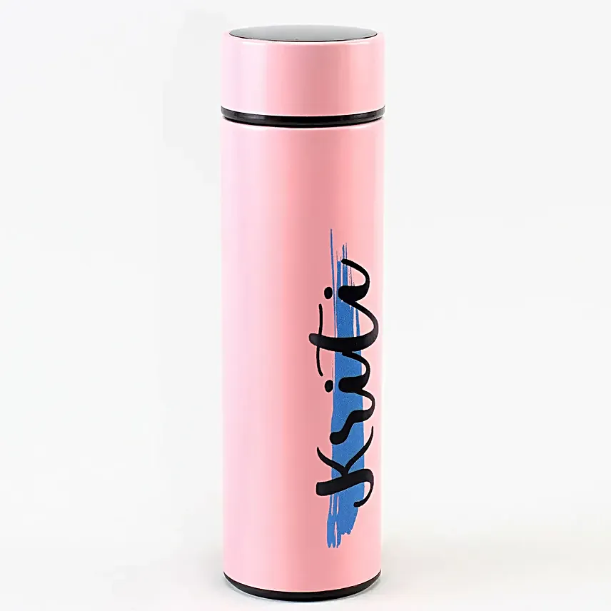 Personalised Pink LED Temperature Bottle