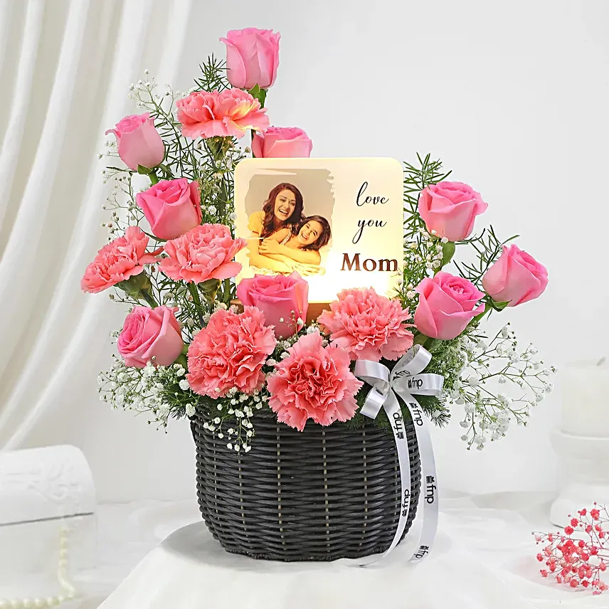 Personalised Lamp N Glorious Roses Arrangement