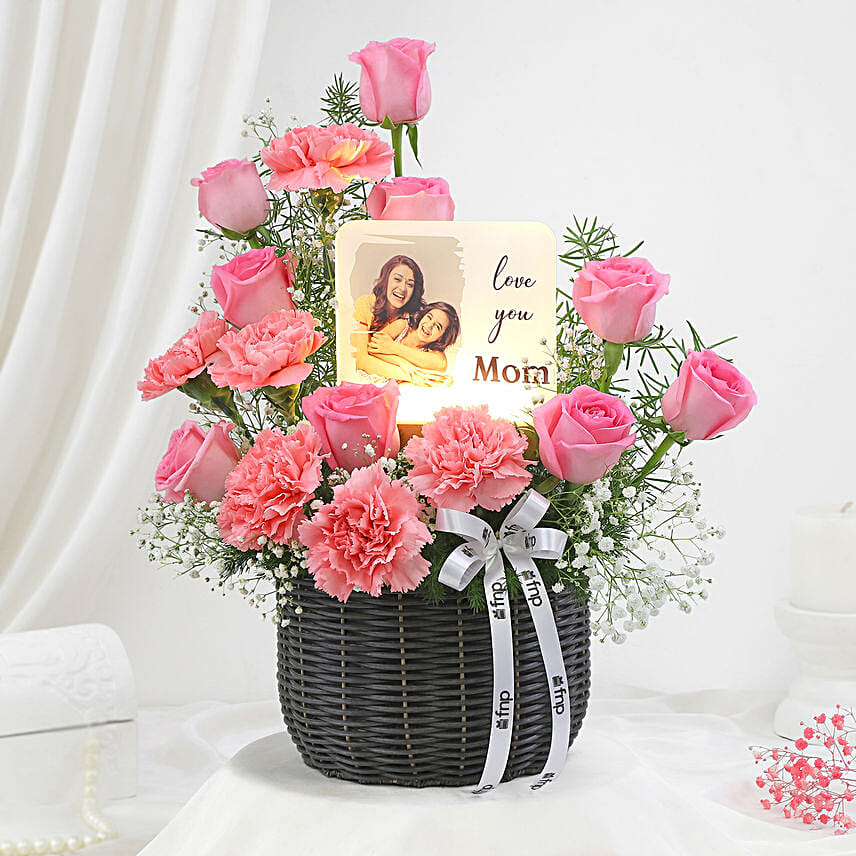 Personalised Lamp N Glorious Roses Arrangement