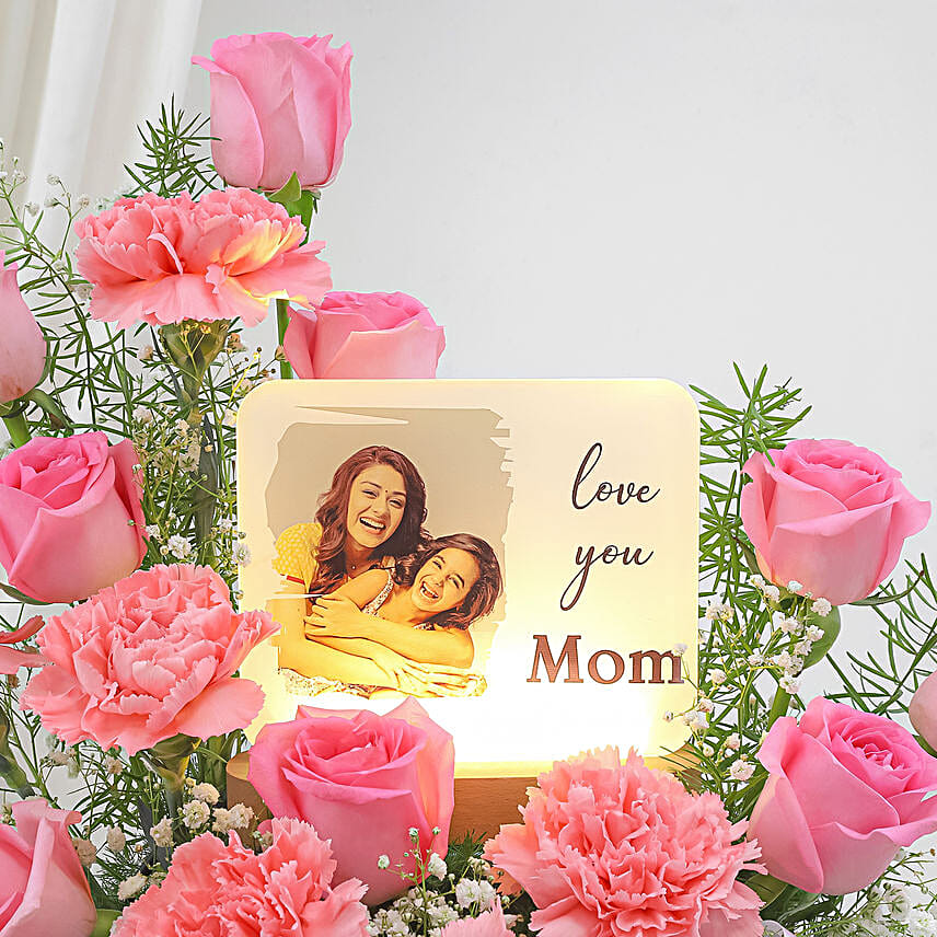 Personalised Lamp N Glorious Roses Arrangement