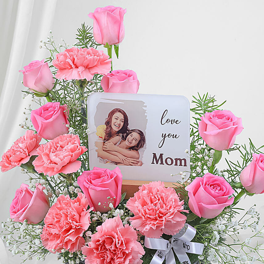 Personalised Lamp N Glorious Roses Arrangement