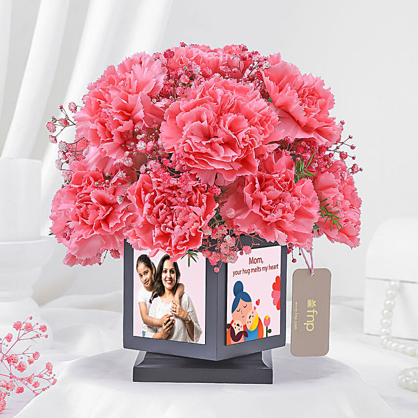 Blissful Carnations Delight In Personalised Pen Holder