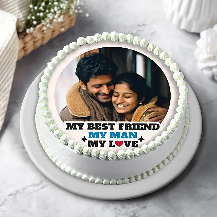 Pineapple Photo Cream Cake for Your Man