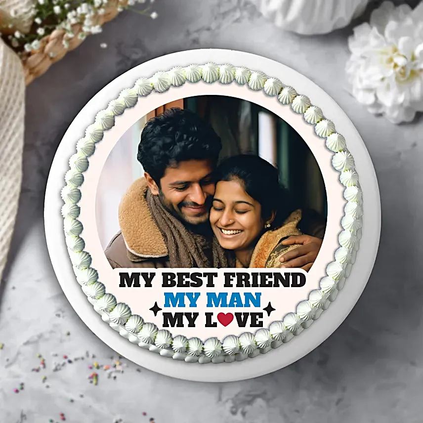 Pineapple Photo Cream Cake for Your Man