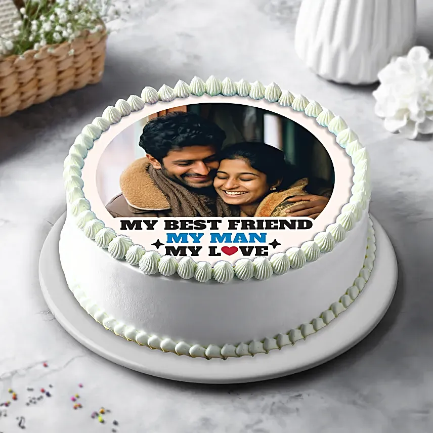 Pineapple Photo Cream Cake for Your Man