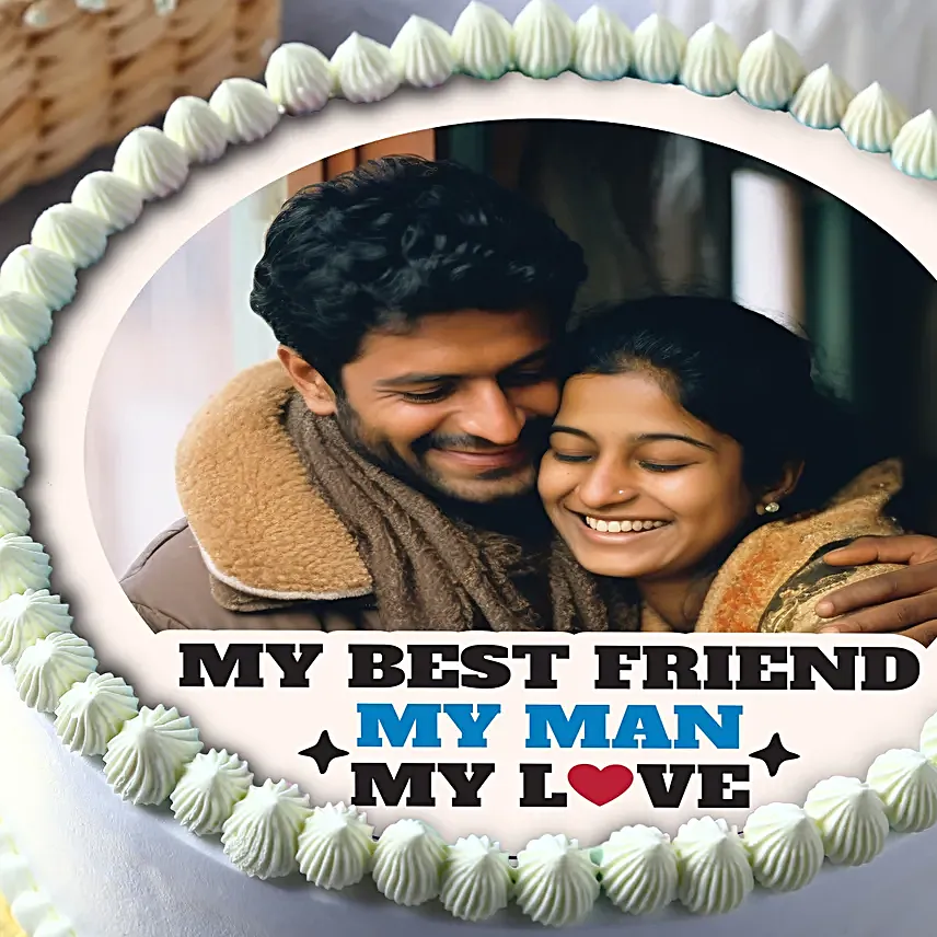 Pineapple Photo Cream Cake for Your Man