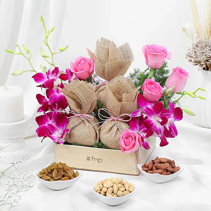 Floral N Nutty Hamper for Mom