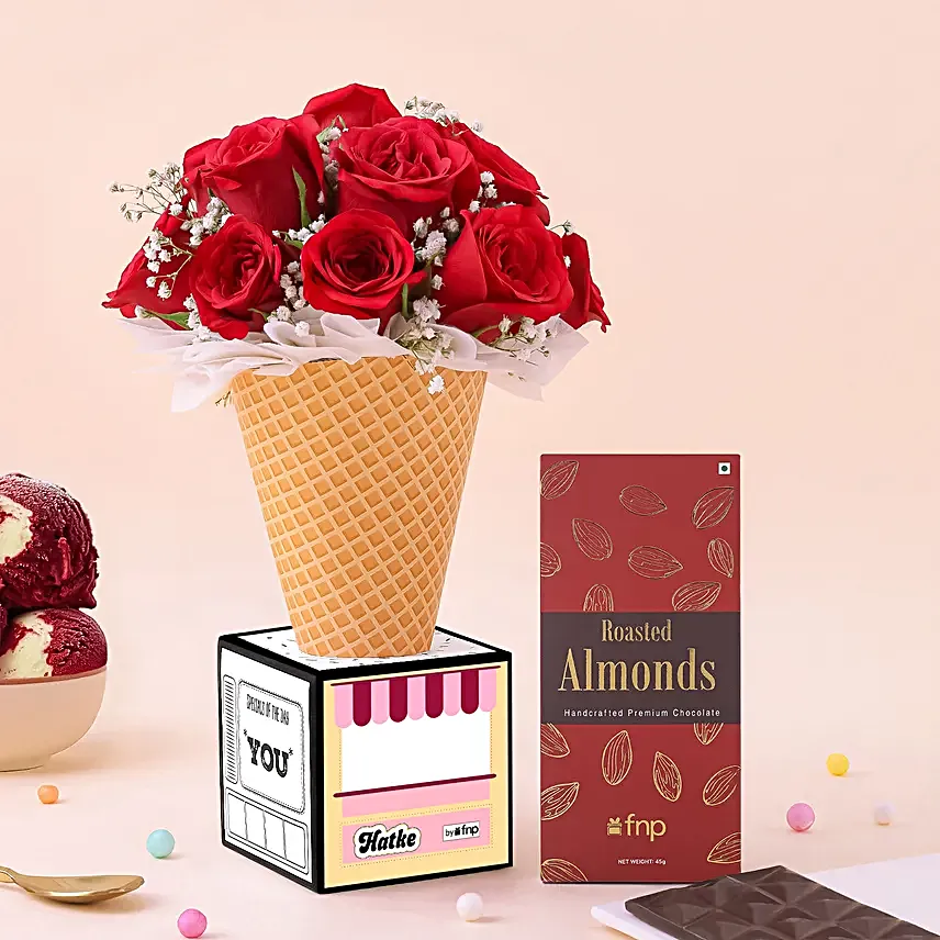 Red Velvet Roses N Chocolate Combo
