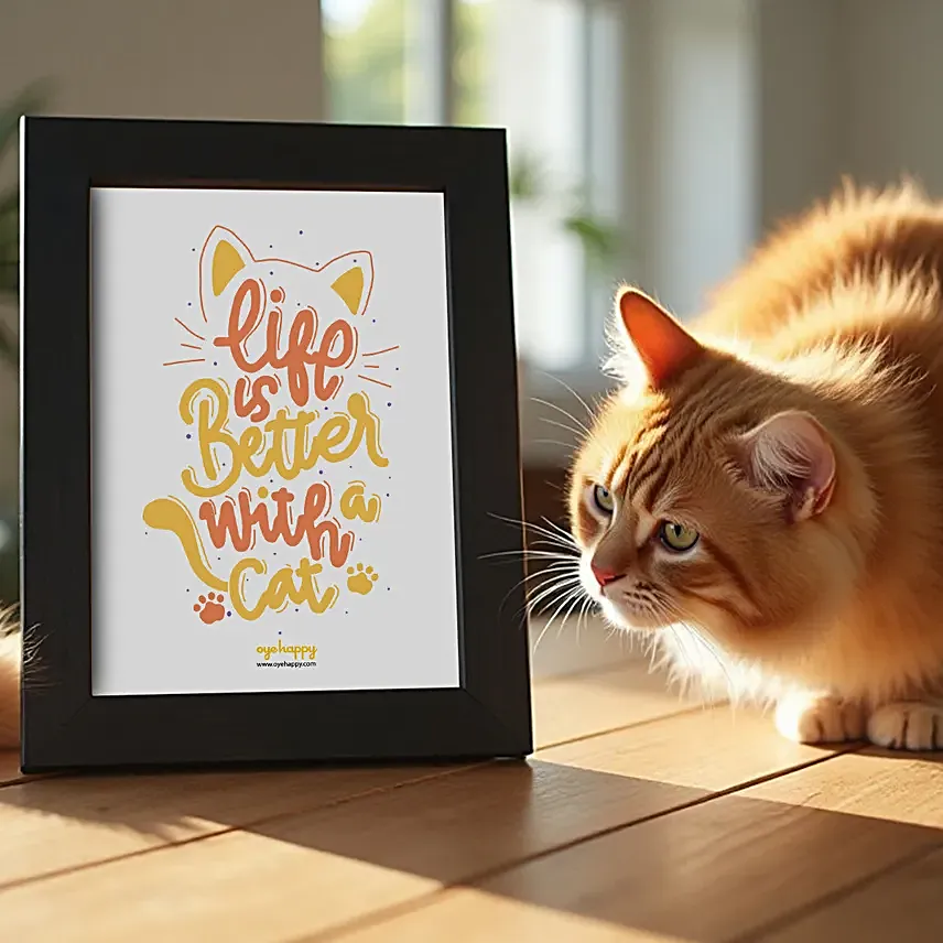Oye Happy Cat Quote Frame