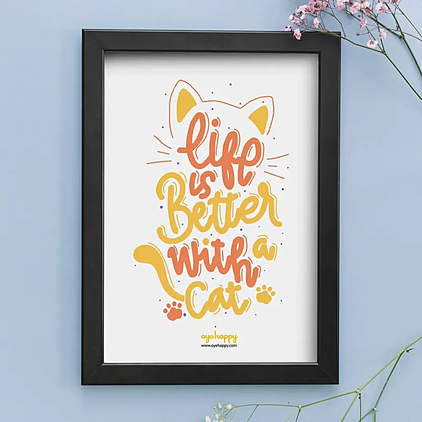 Oye Happy Cat Quote Frame