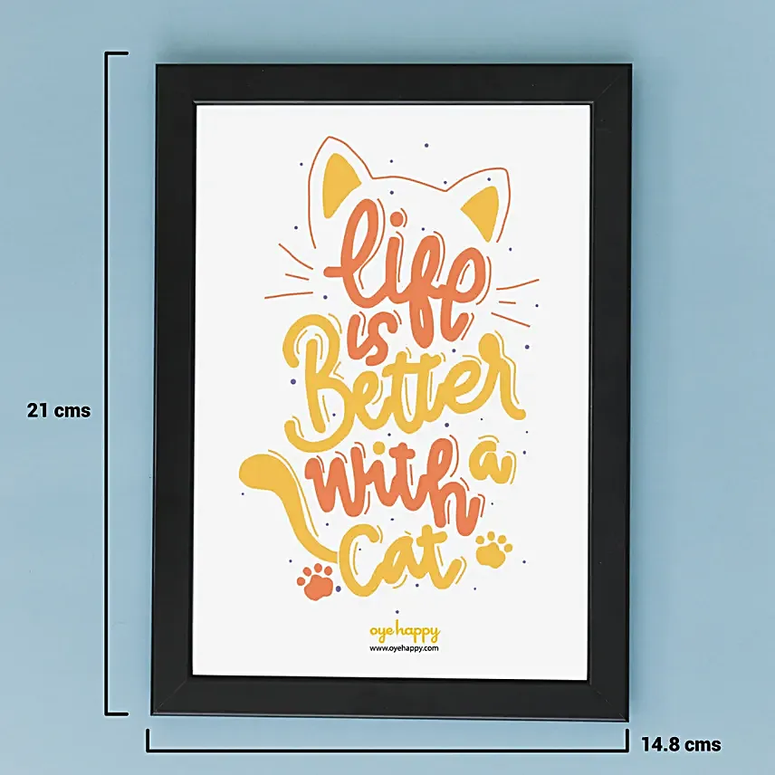 Oye Happy Cat Quote Frame