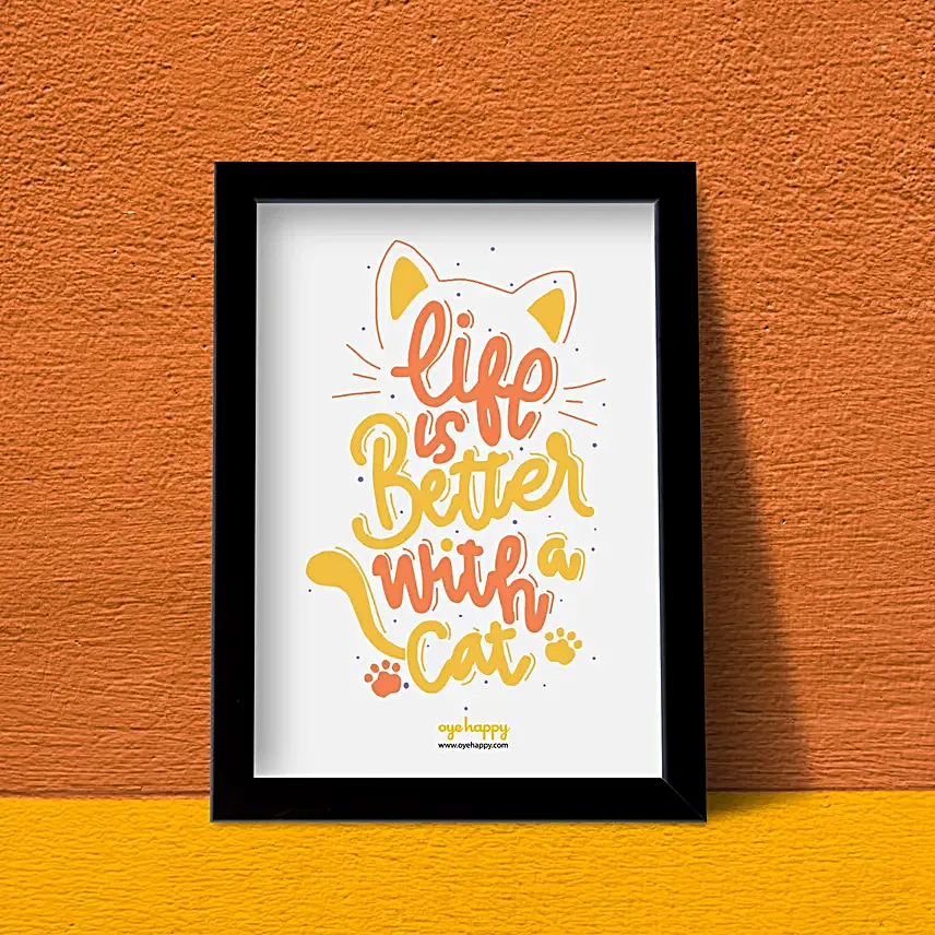 Oye Happy Cat Quote Frame
