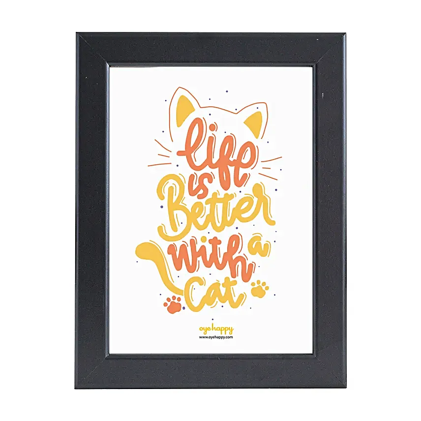Oye Happy Cat Quote Frame