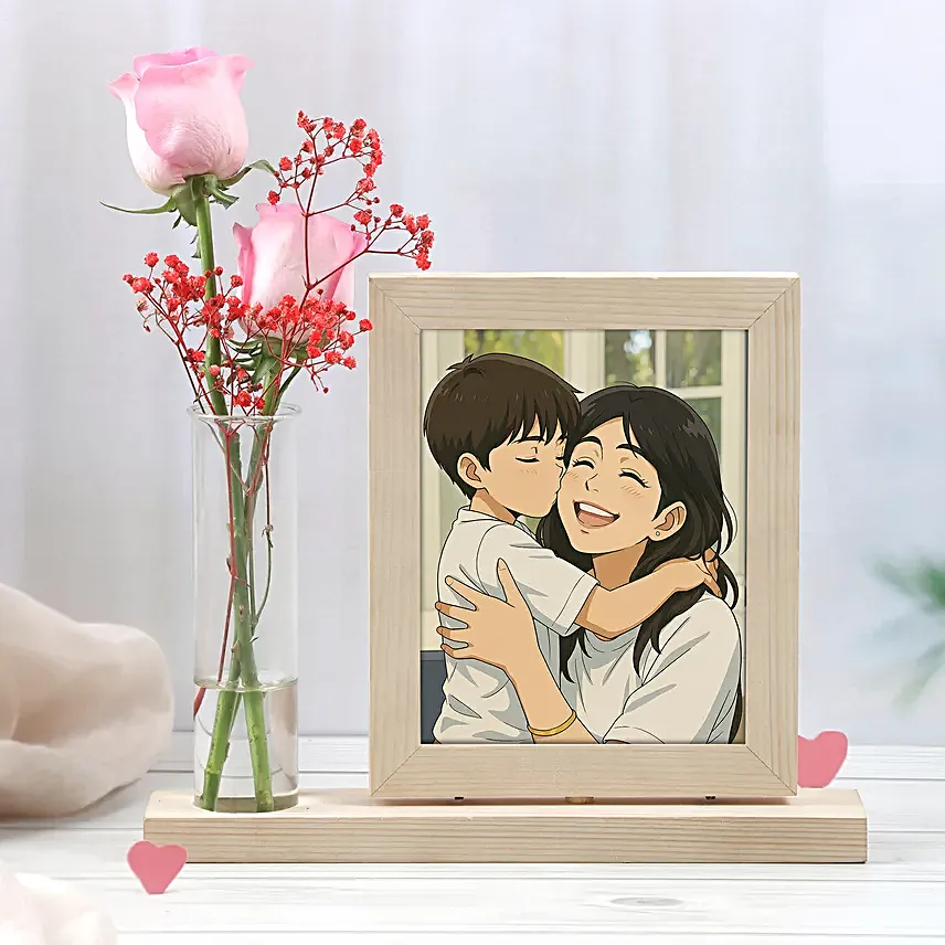 Personalised Photo Frame With Roses For Mom