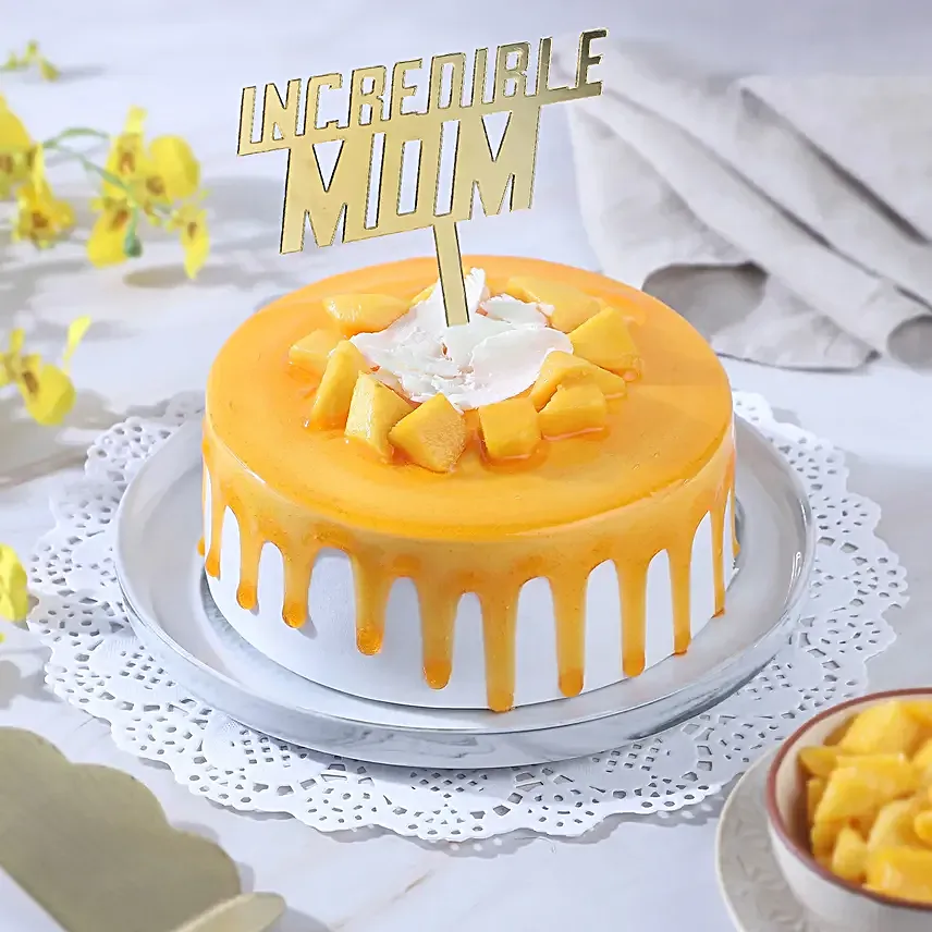 Pulpy Mango Cream Cake for Mom