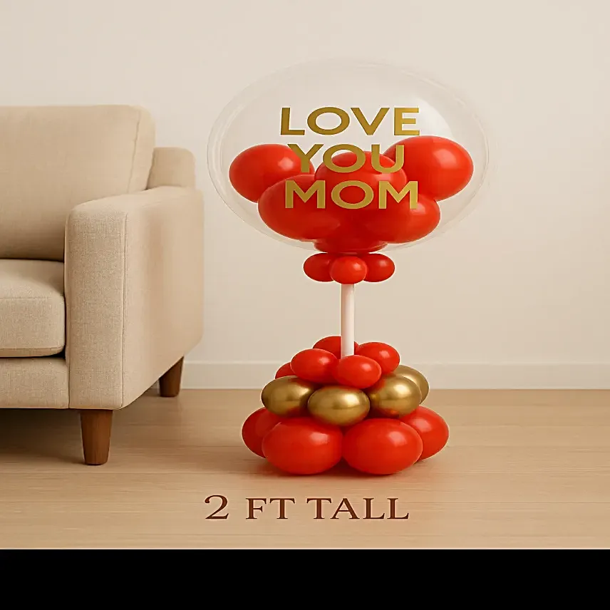 Radiant Love You Mom Balloon Stand Decor