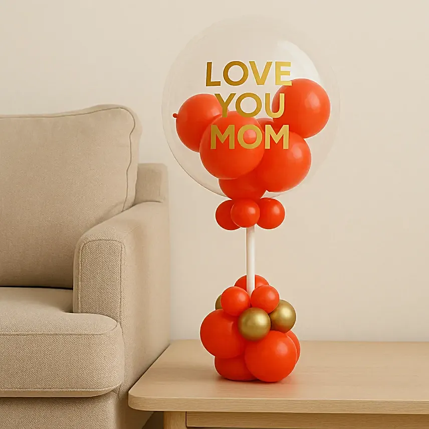 Radiant Love You Mom Balloon Stand Decor