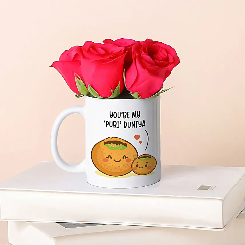 Pani Puri Mug With Roses for Mom