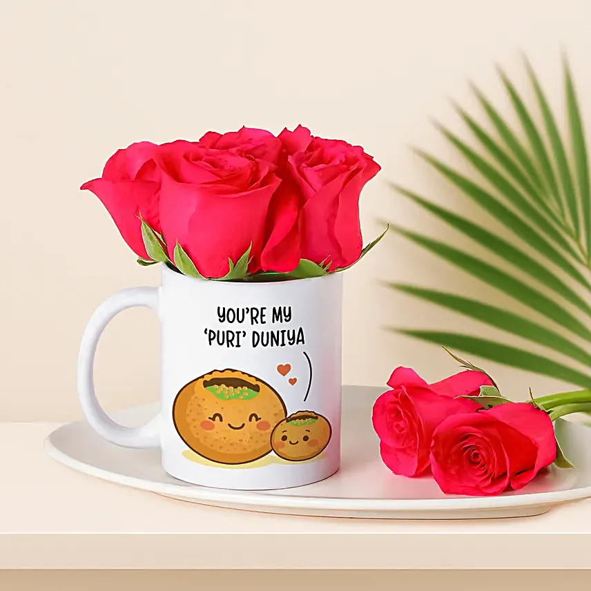 Pani Puri Mug With Roses for Mom