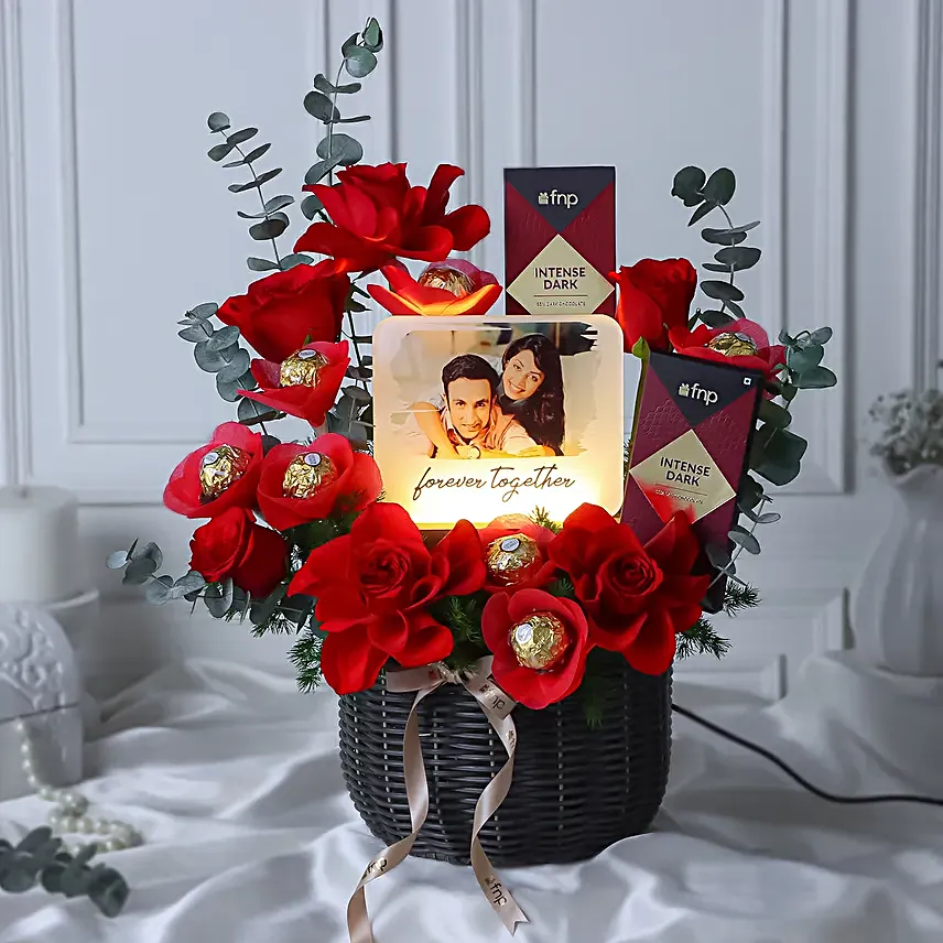 Personalised Light N Love Expression Rose Gift Basket