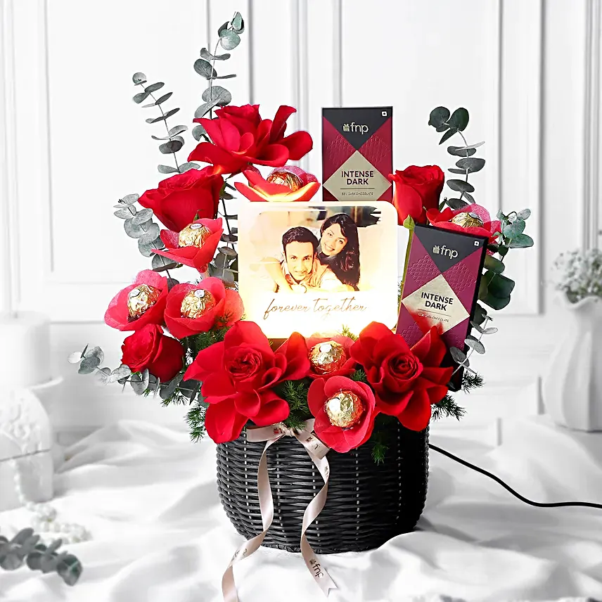 Personalised Light N Love Expression Rose Gift Basket