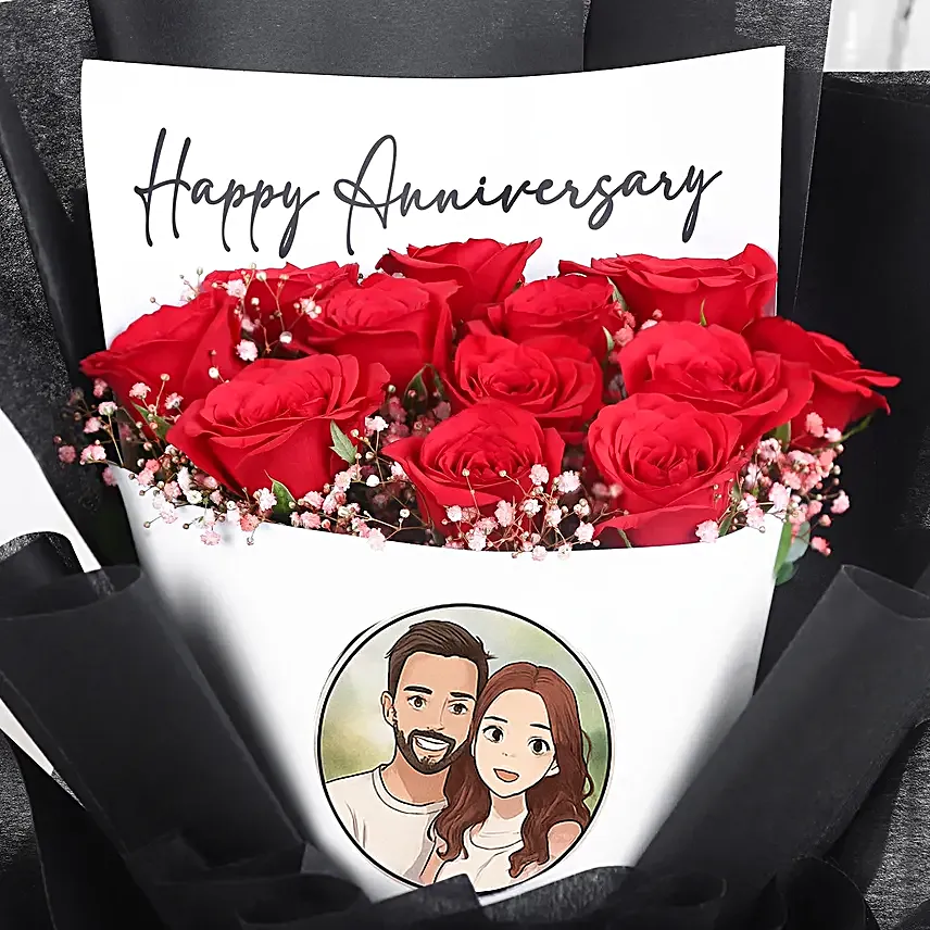Gibli Art Blissful Love Greetings Rose Bouquet
