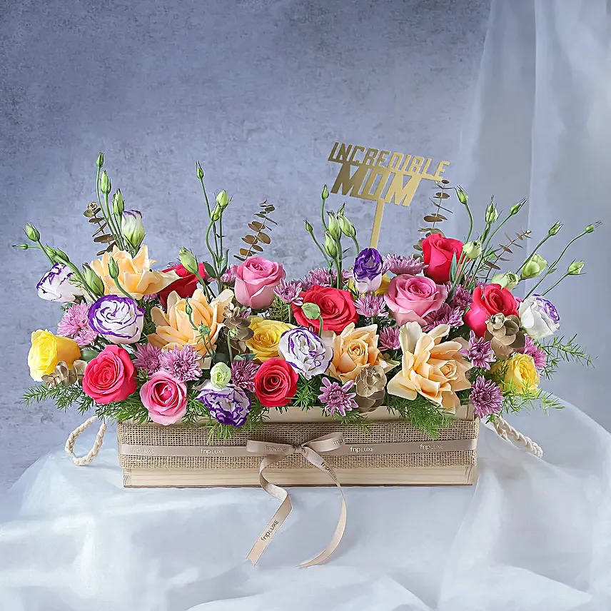 Rustic Rose Crate with Mom Topper