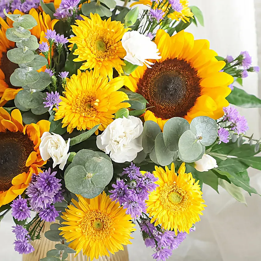 Sunshine Blooms in Glass Vase