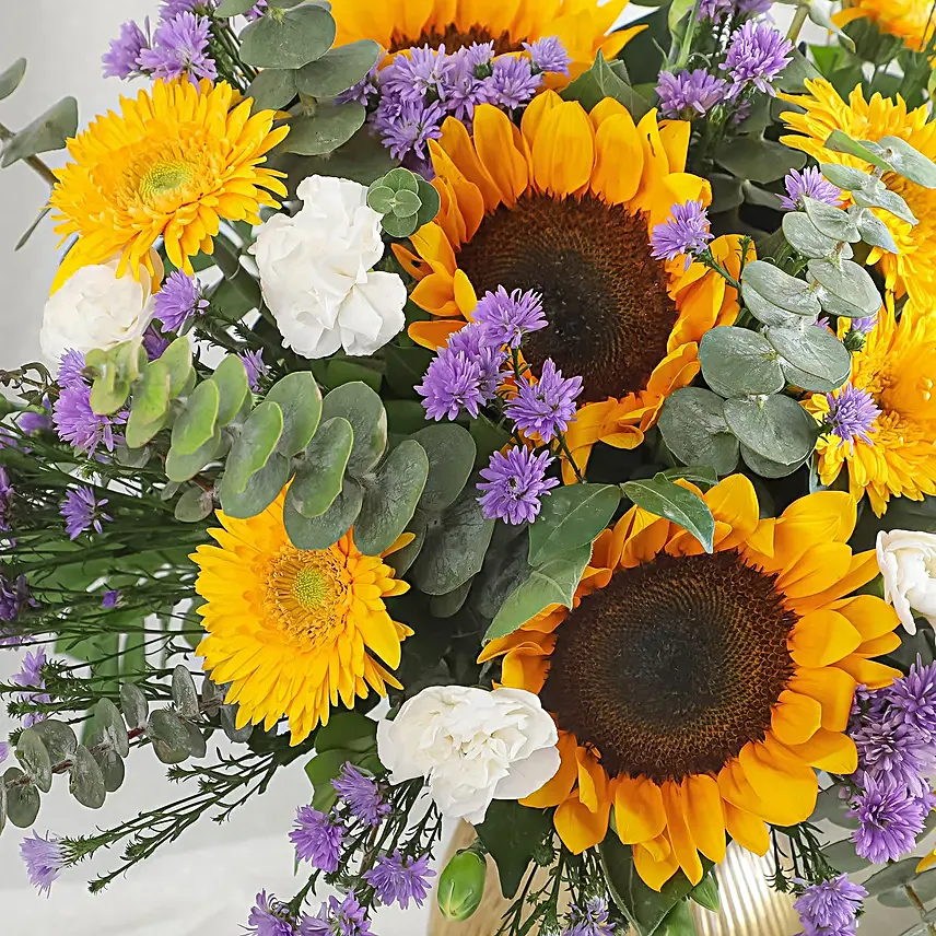 Sunshine Blooms in Glass Vase