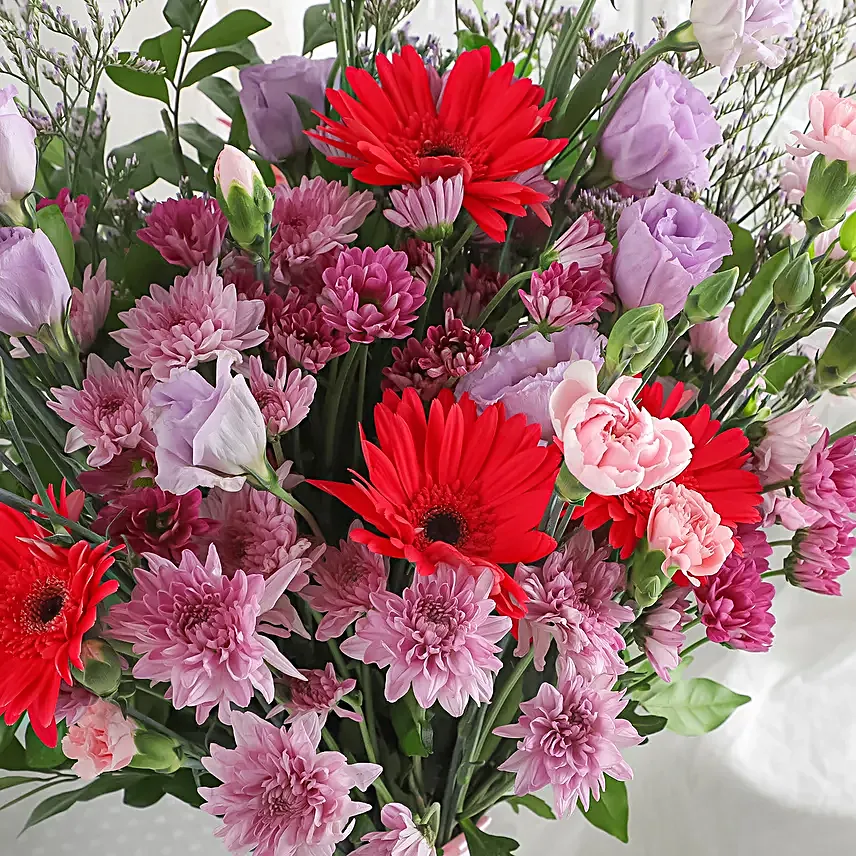 Gerberas N Daisies in Dholak Vase