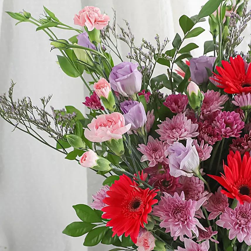 Gerberas N Daisies in Dholak Vase