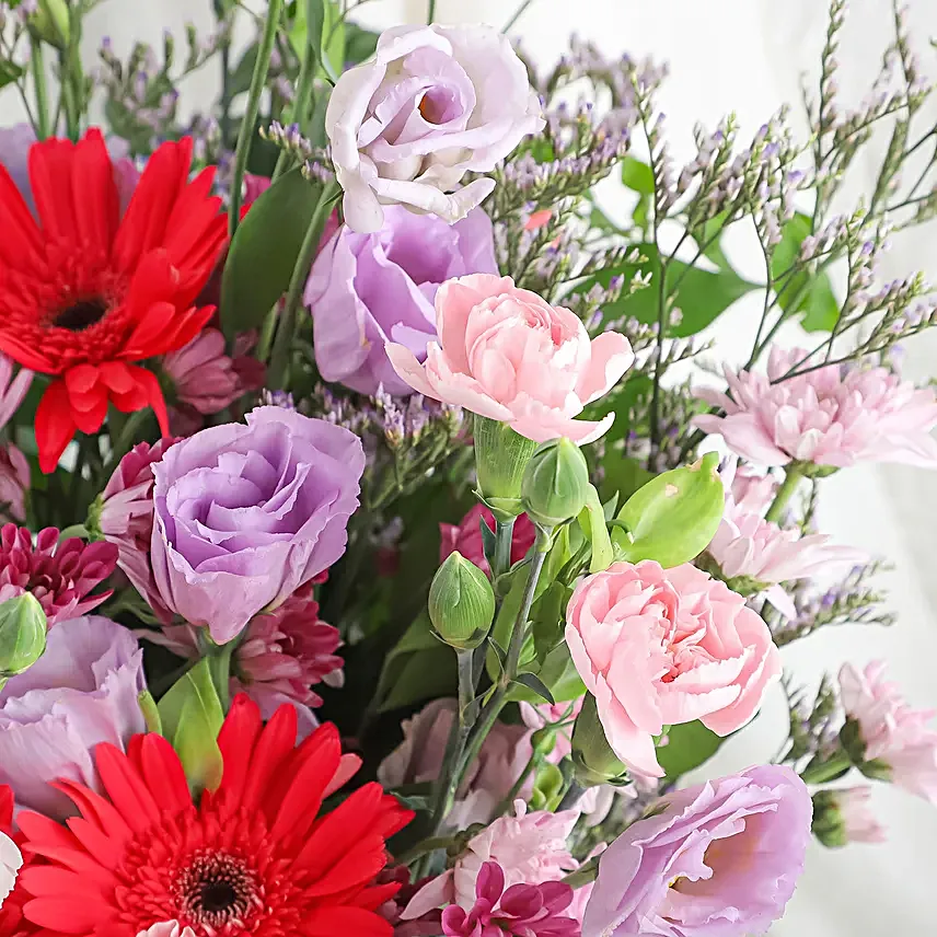 Gerberas N Daisies in Dholak Vase