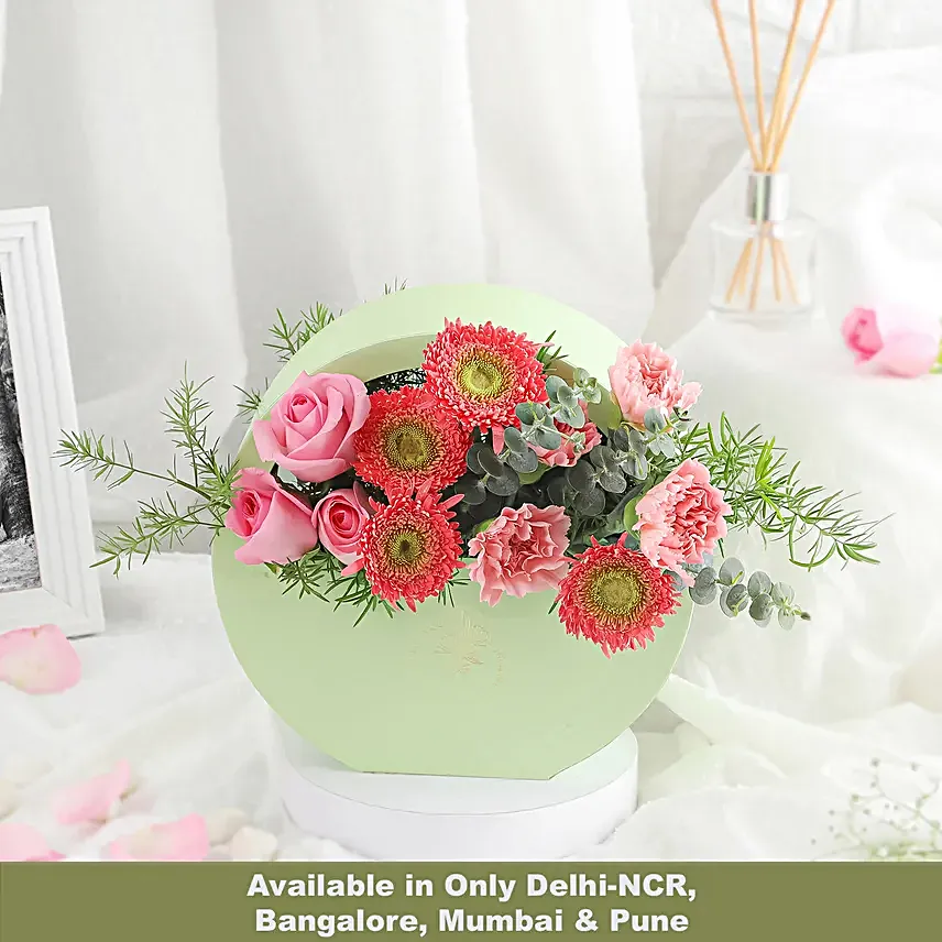Pastel Serenity in Moon Basket