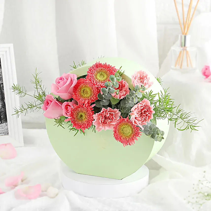 Pastel Serenity in Moon Basket