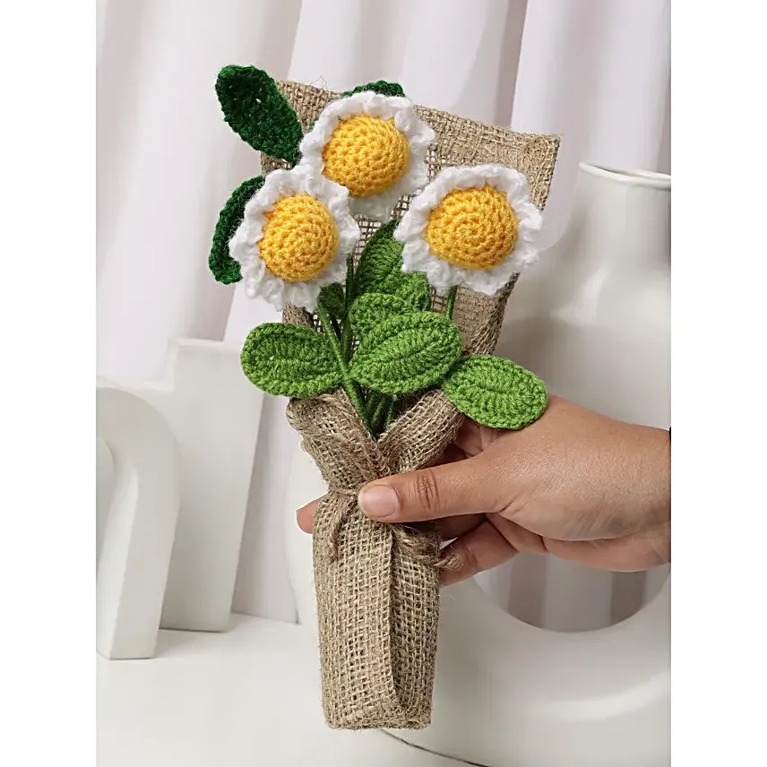 White Sunflower Serenity Crochet Wrap