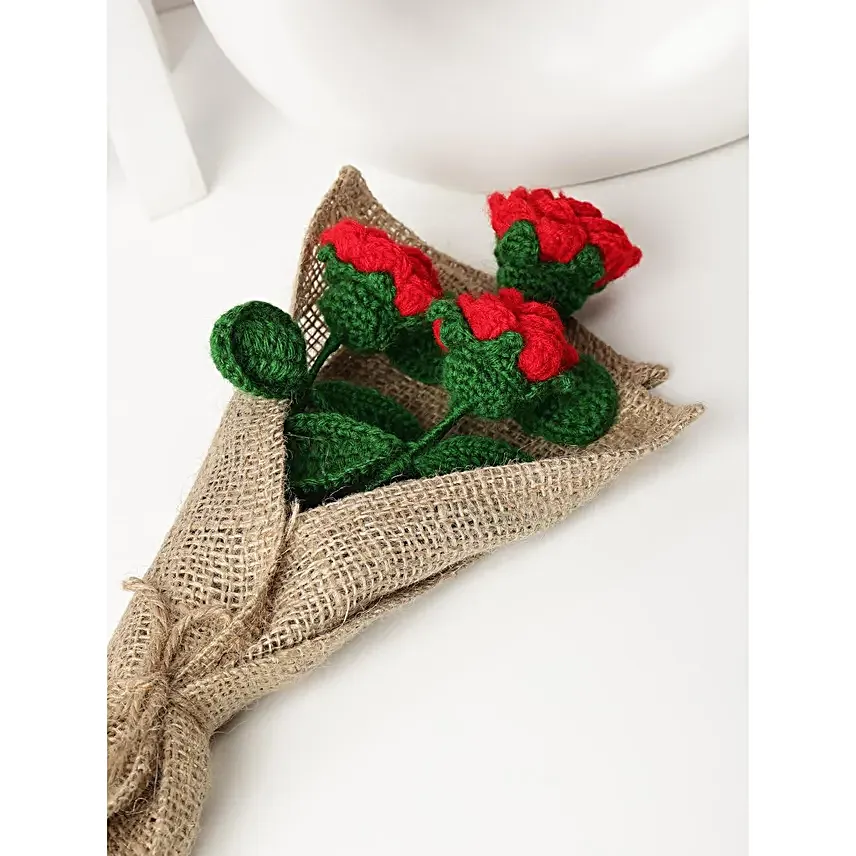 Romantic Red Crochet Rose Wrap
