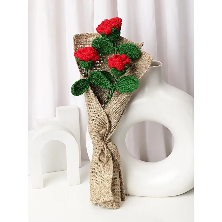 Romantic Red Crochet Rose Wrap