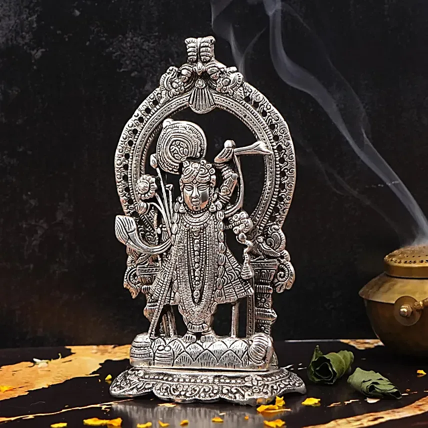 Servdharm Sacred Silver Shrinath Ji Idol