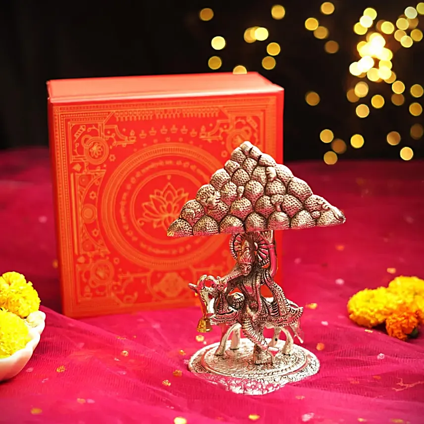 Servdharm Graceful Silver Govardhan Krishna Idol
