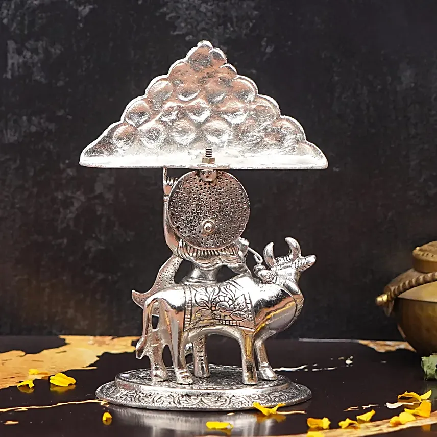 Servdharm Graceful Silver Govardhan Krishna Idol