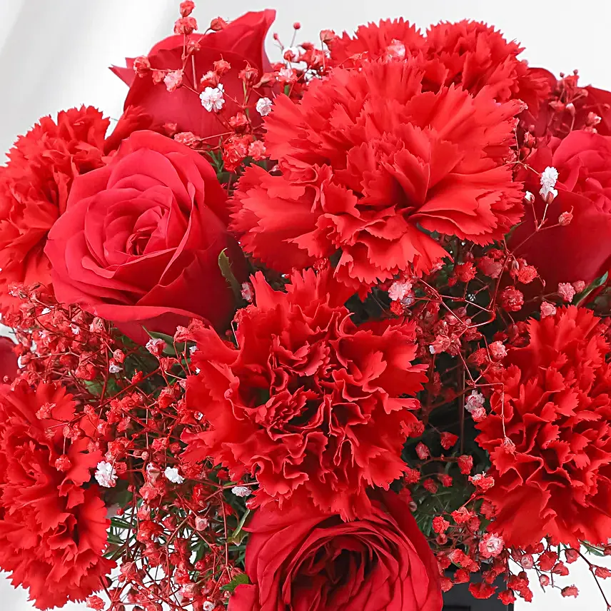 Red Blooms in Photo Pen Stand for Anniversary