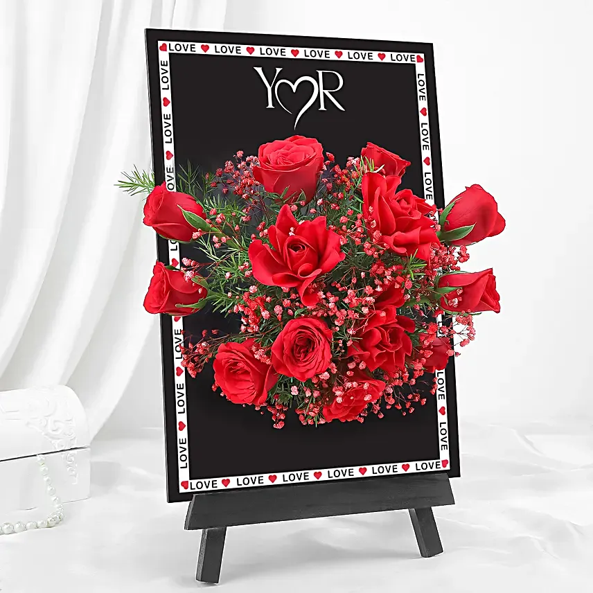 Red Rose Anniversary Easel Arrangement