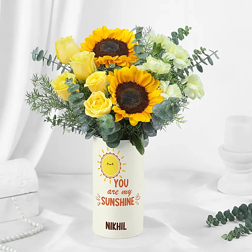 Yellow Radiance Floral Vase for Birthday