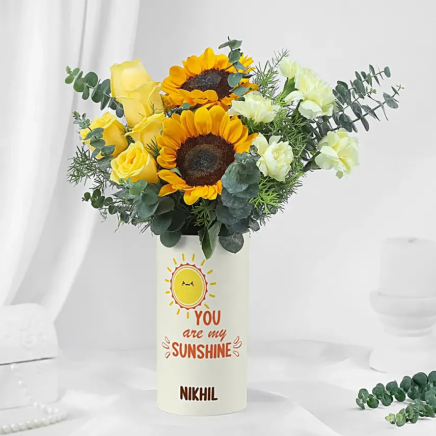 Yellow Radiance Floral Vase for Birthday