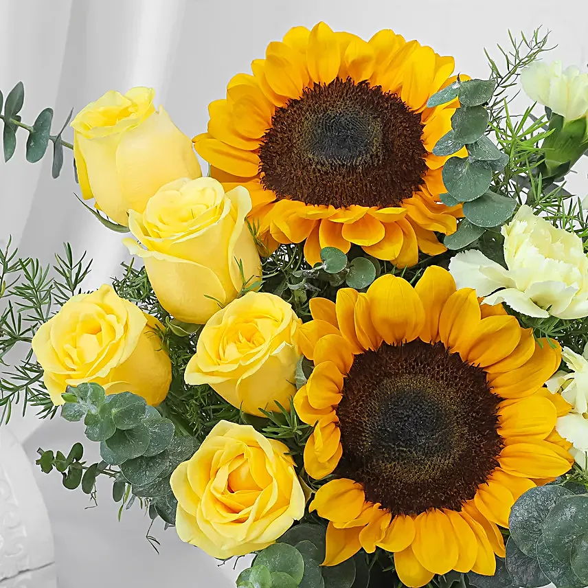 Yellow Radiance Floral Vase for Birthday