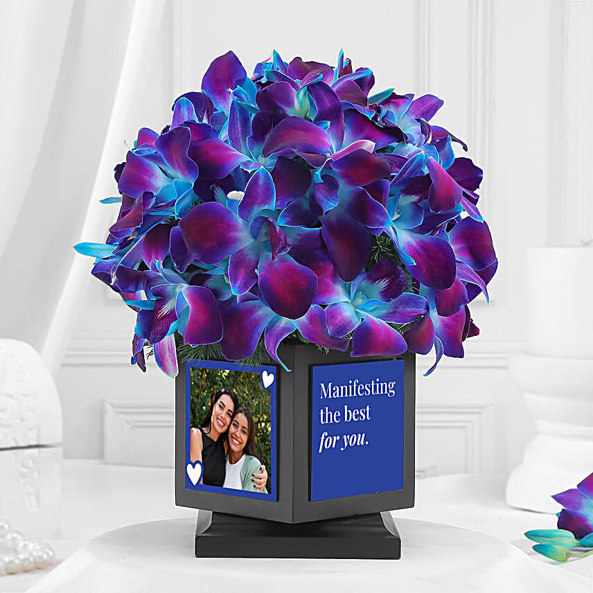 Blue Orchid Desk Gift for Birthday
