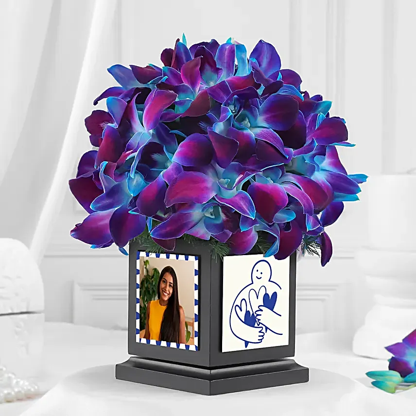 Blue Orchid Desk Gift for Birthday