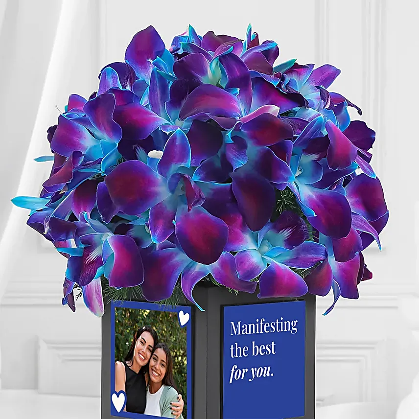 Blue Orchid Desk Gift for Birthday